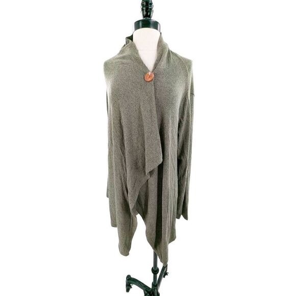 Collection by Bobeau Women One Button Drape Knit Wrap Cardigan Gray Size Large - Picture 8 of 10